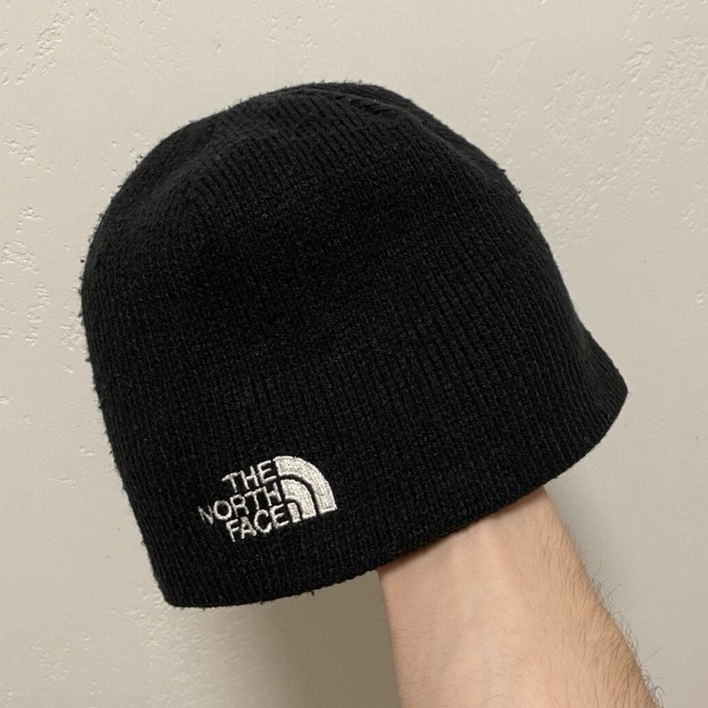 The North Face Black Ribbed Flannel Lined Beanie